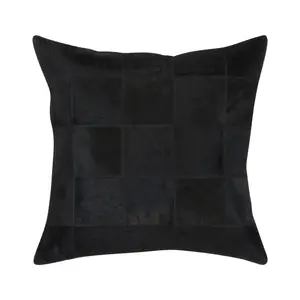 Black Cowhide Safari Throw Pillow