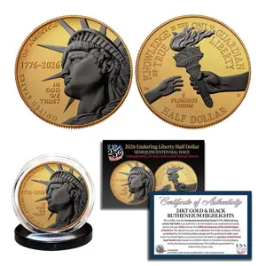 2026-P Enduring Liberty Half Dollar BU Coin America 250 24K Gold Black Ruthenium