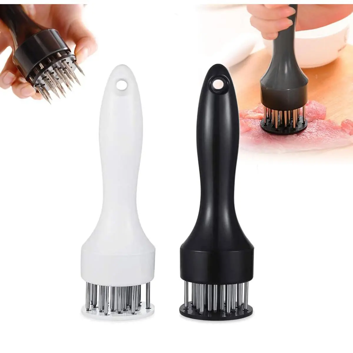 Professional Meat Tenderizer Tool with Stainless Steel Needles. Heavy Duty Handheld Meat Pounder for Steak, Chicken & Pork. Maximize Marinade Flavor & Reduce Cooking Time. Safe Ergonomic Kitchen Gadget & BBQ Grilling Accessory.