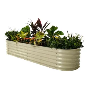Vego Garden  17 in. Metal Modular Raised Garden Bed Pearl