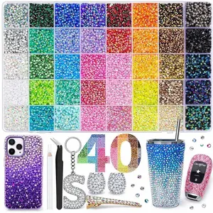 40 Color with 40000Pcs Jelly Rhinestones synthetic beads With Kit for Bedazzling 3mm Multicolor synthetic beads Resin Flatback beads for Art Bedazzler Kit for Crafting Book Shoes Nail Art Glitter Decorative Nails Glam Pack Glitter