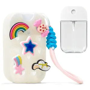 Silicone Spray Bottle Cover Compatible with Touchland Crocs Hand Sanitizer Sprayer, Includes 5 Keychains and Accessories