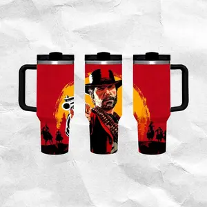 Arthur Morgan - Red Dead Redemption 2 Water Bottle Stainless Steel Thermos Keeps Drinks Hot Cold 24H Portable Travel Mug Gothic Minimal Design Gift for Him Her