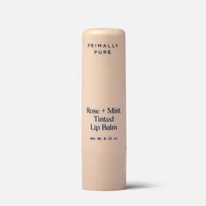 Primally Pure Rose + Mint Tinted Lip Balm - Pure Hydration, No Synthetic Fragrances, Preservatives or Petroleum-Based Fillers - Clean Lip Care