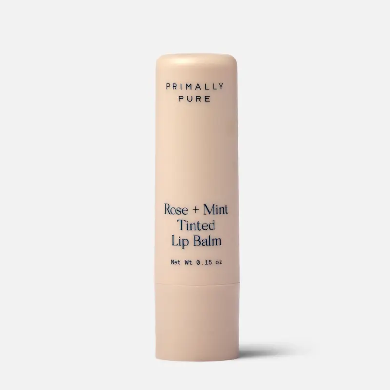 Primally Pure Rose + Mint Tinted Lip Balm - Pure Hydration, No Synthetic Fragrances, Preservatives or Petroleum-Based Fillers - Clean Lip Care