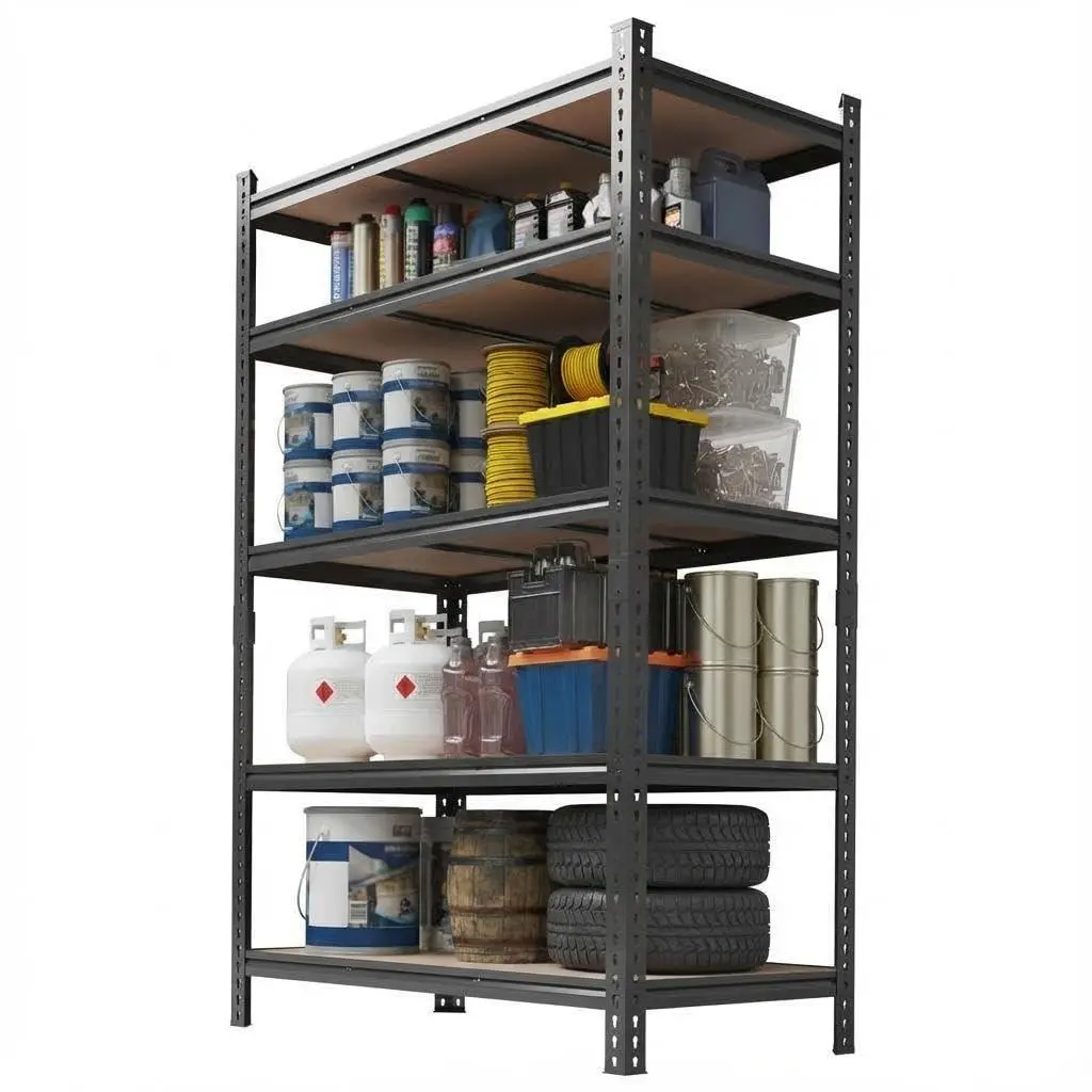 GARVEE Heavy Duty Adjustable 5-Tier Rectangular Steel Storage Racks, 72"h x 48"w x 24"d Metal Frame Unit for Garage, Basement