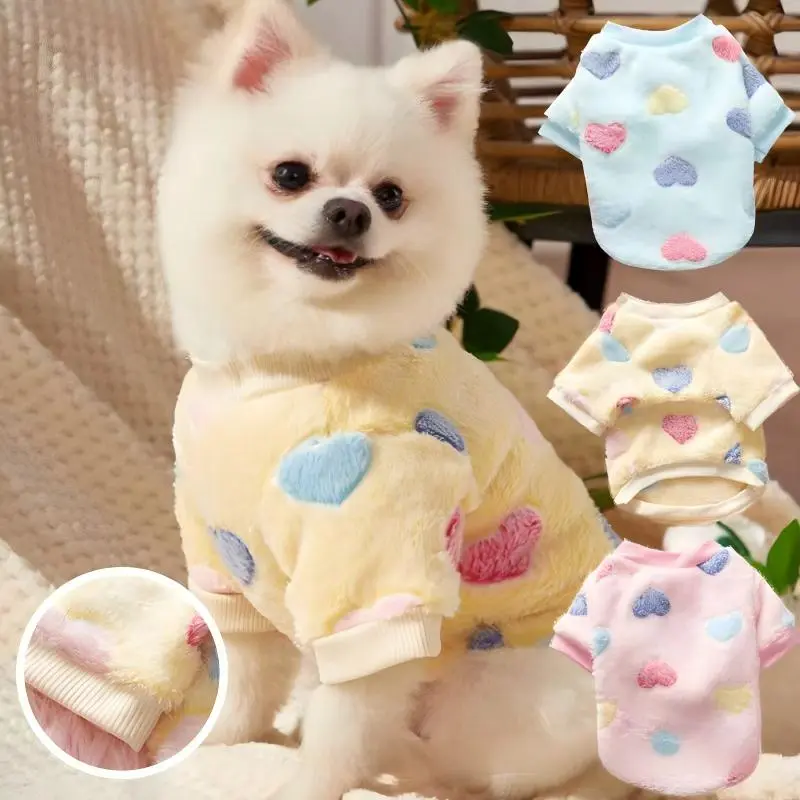 Heart Pattern Dog Sweater for Small Dogs, Cozy Knitted Winter Pet Pullover, Warm Soft Puppy Outfit for Chihuahua Teddy Bichon
