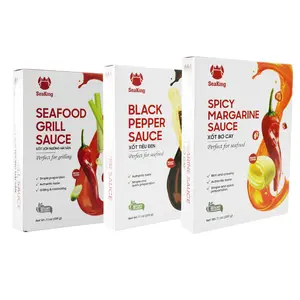 Vua Cua SeaKing Sauce Combo: Black Pepper, Spicy Garlic Butter, Seafood Sauce - Bold Spicy Perfect for Seafood Cooking - Rich Flavorful Condiment