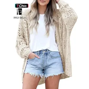 Women's Hollow Out Open Front Cardigan Sweater, Casual Loose Long Sleeve Knit Cardigans for Daily Wear, Autumn Fashion Outerwear, Ladies Clothes��gift��