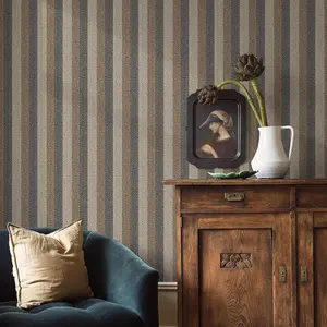 Textured Wallpaper Peel and Stick 17.3"x800" Beige/Brown/Grey Stripes Printed Grasscloth Wall Paper Faux Contact Paper Self-Vinyl for Bedroon Cabinets