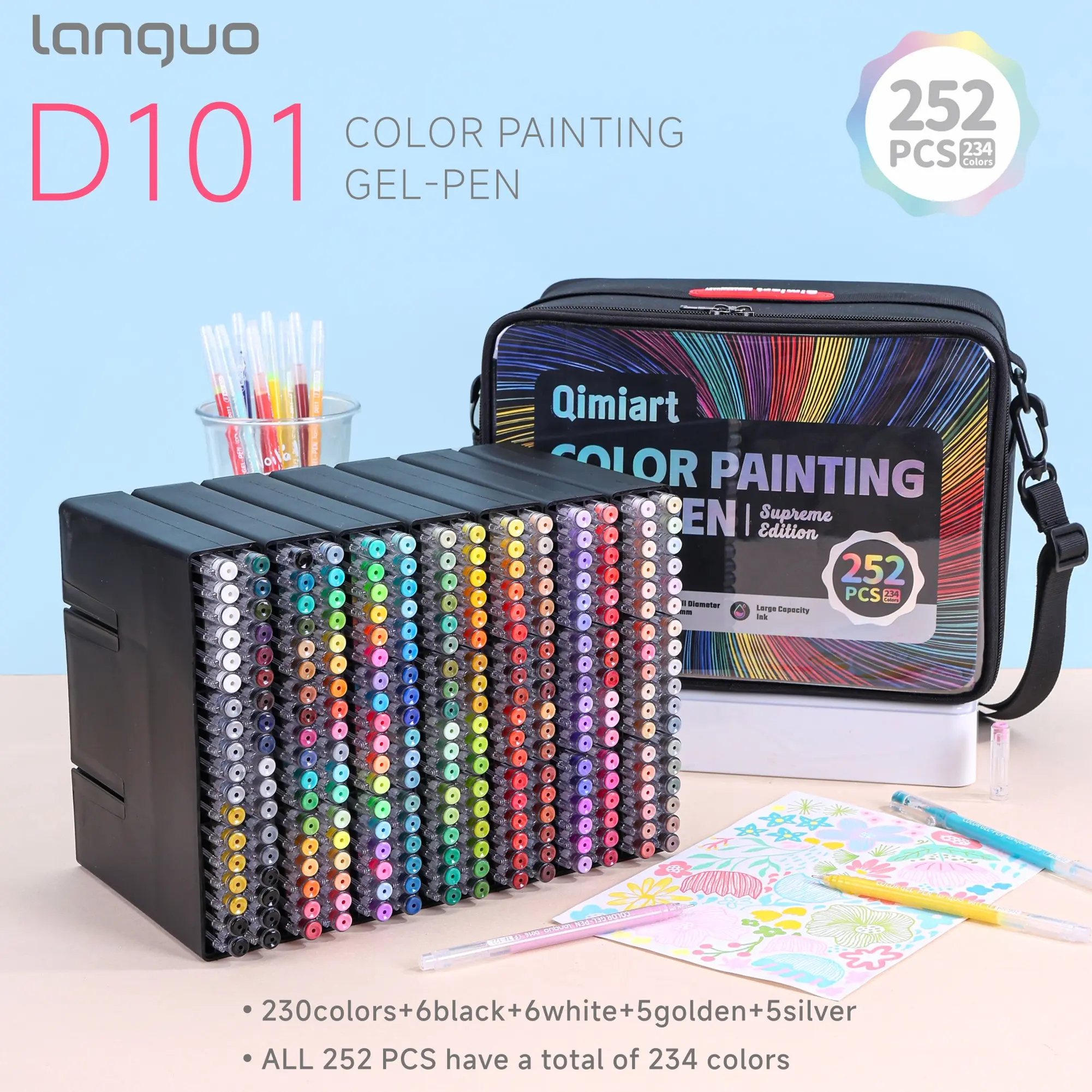 Languo Drawing Journal Pen Set, 234 Colors 252 Neutral Markers, Student Highlighter, Art Painting Anime Manga Color Pens, Back-To-School Essential, Art Materials, Art Drawing Supplies