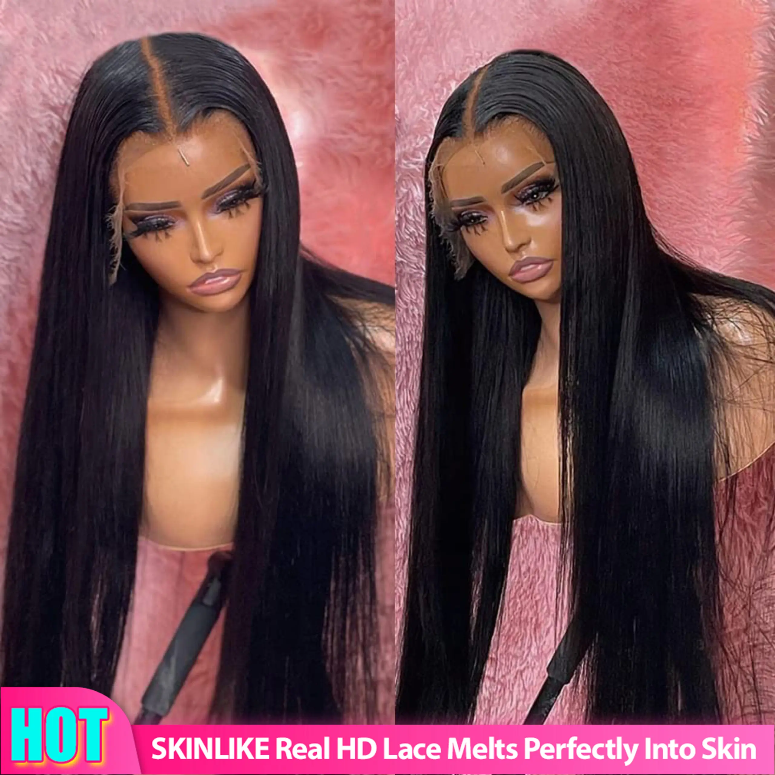 【Hot Sale】Lemoda 13x6 SKINLIKE Real HD Lace Wigs 200% Density Straight 13x4 Full Lace Frontal Wigs 15A Brazilian Straight Virgin Human Hair Lace Front Wig Invisible 0.1mm Ultra-thin Frayed Ends Tiny Knots summerwins