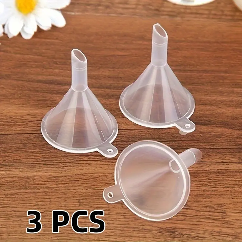 3 Pcs Mini Plastic Funnel for Bottles, Multi-Purpose Small Filling Funnel, Ideal for Various Uses, Durable and Convenient Design, Clear