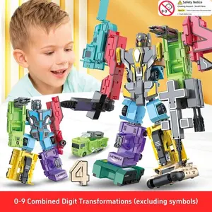 Transforming Number Robot, Letter Transformer Combining Armor, Car Transformers Assembly, Boys Educational Toy