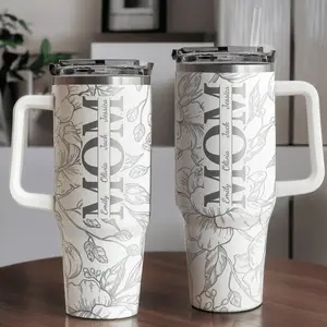 Personalized Floral Mom Tumbler: Custom Kid's Names, 20,40oz Stainless Steel