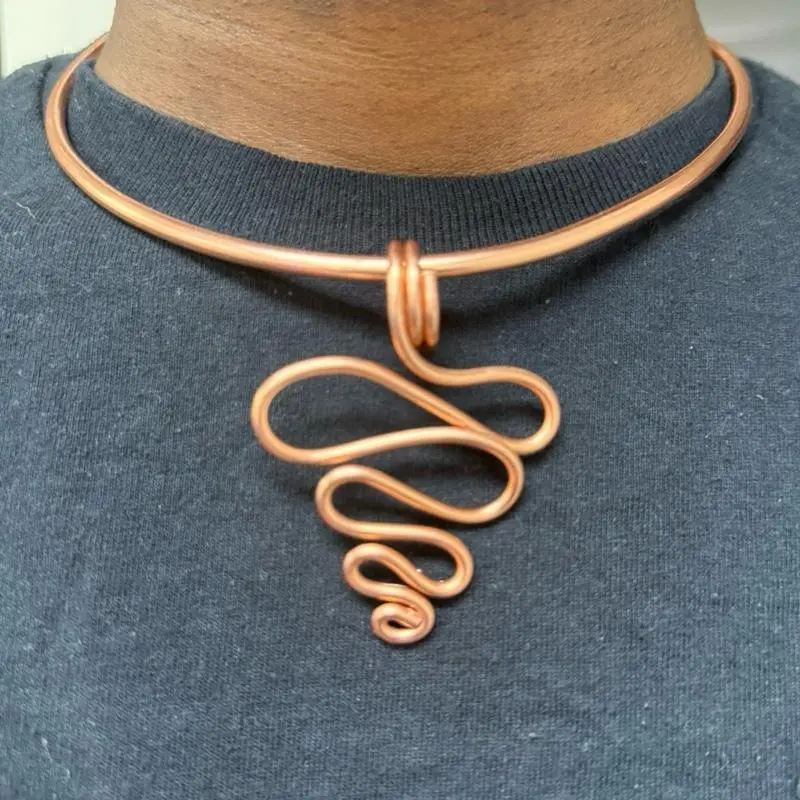 Juma CopperKing Copper Wave Choker Necklace, Female Costume Jewelry Necklace Chain, Chain & Link Pendant for Daily Wear