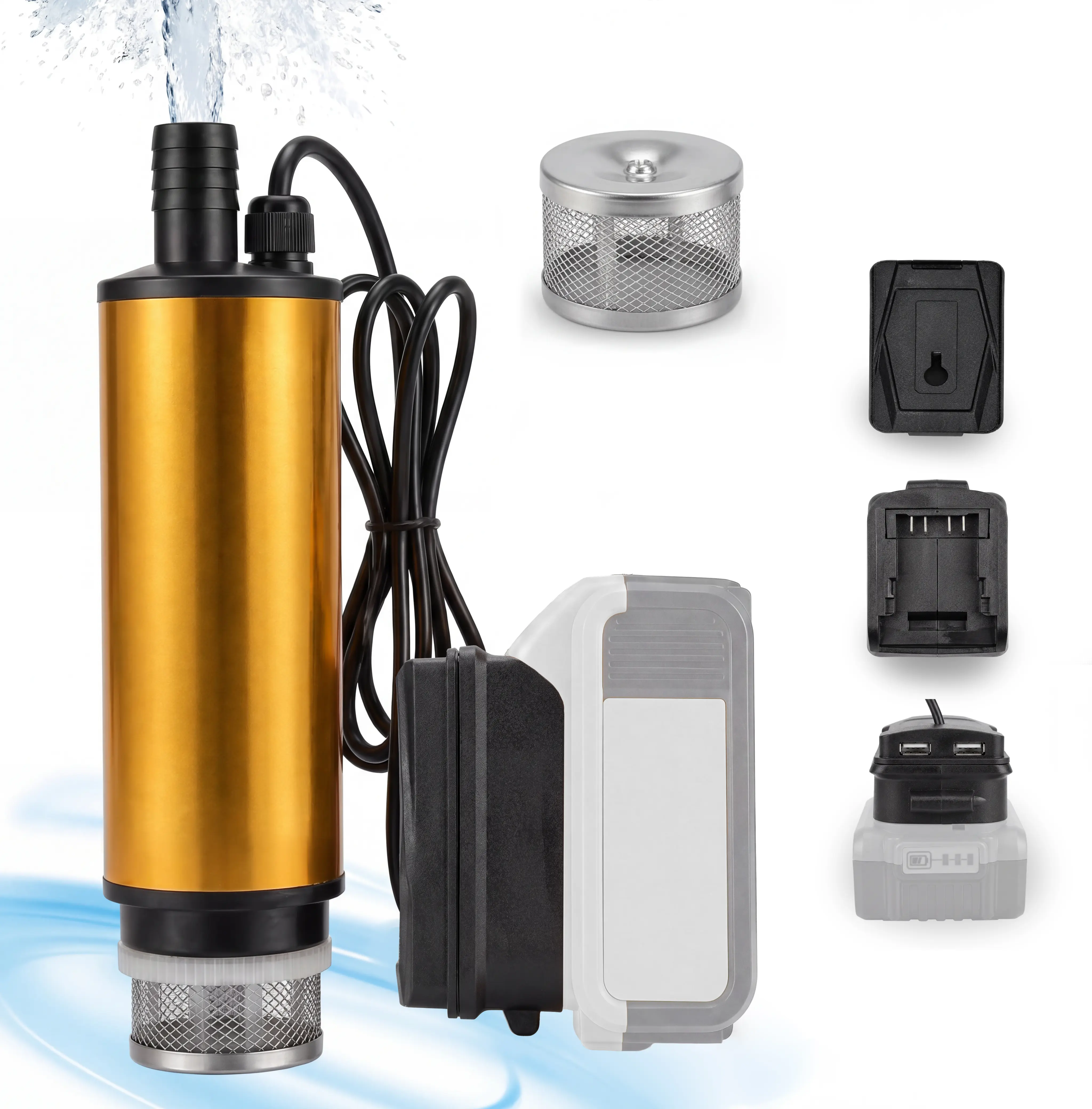 Cordless Submersible Transfer Pump for Dewalt 20V/60V Battery - 635GPH Portable Unit for Camping, Rain Barrels, Sump Pump Use, Car Washing (No Battery, Compatible with Boat Covers Drainage), Irrigation