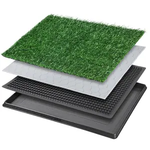 Dog Grass Pet Loo Indoor/Outdoor Portable Potty, Artificial Grass Patch Bathroom Mat and Washable Pee Pad for Puppy Training, Full System with Trays