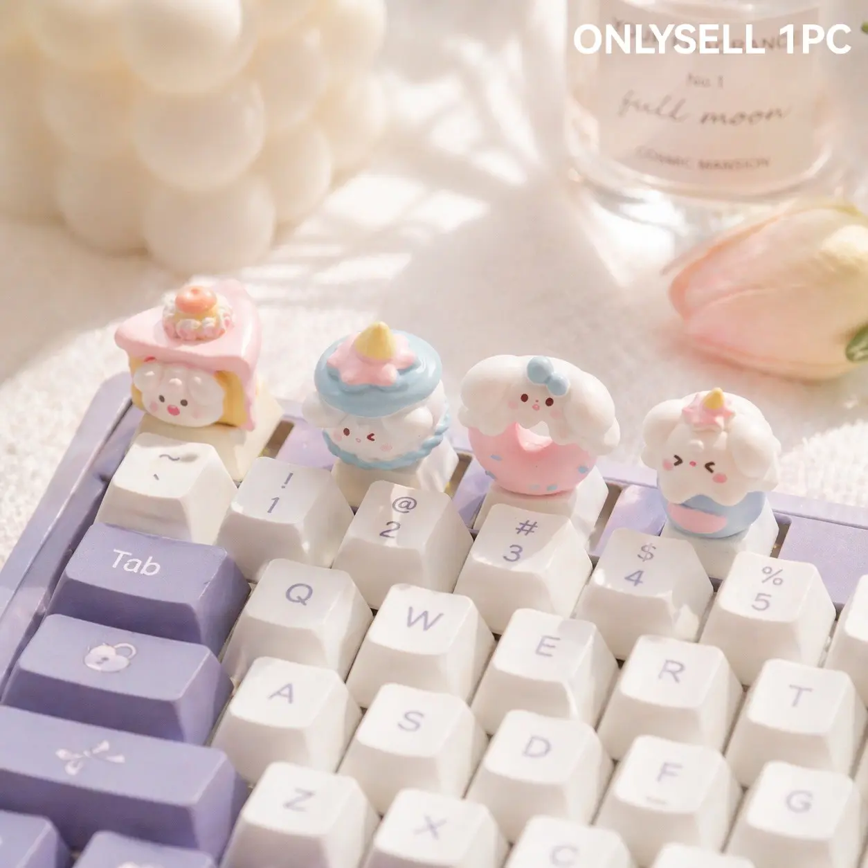 1pc Cute Dessert Cake Ice Cream Donut Puppy Unicorn 3D Keycap, Keyboard Keycaps, Compatible with Cherry MX Mechanical Keyboard, INS Style Desk Setup Decor, Gift for Girls, Desktop