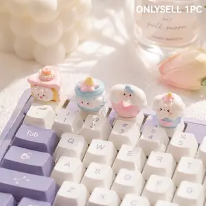 1pc Cute Dessert Cake Ice Cream Donut Puppy Unicorn 3D Keycap, Compatible with Cherry MX Mechanical Keyboard, INS Style Desk Setup Decor, Gift for Girls, Desktop