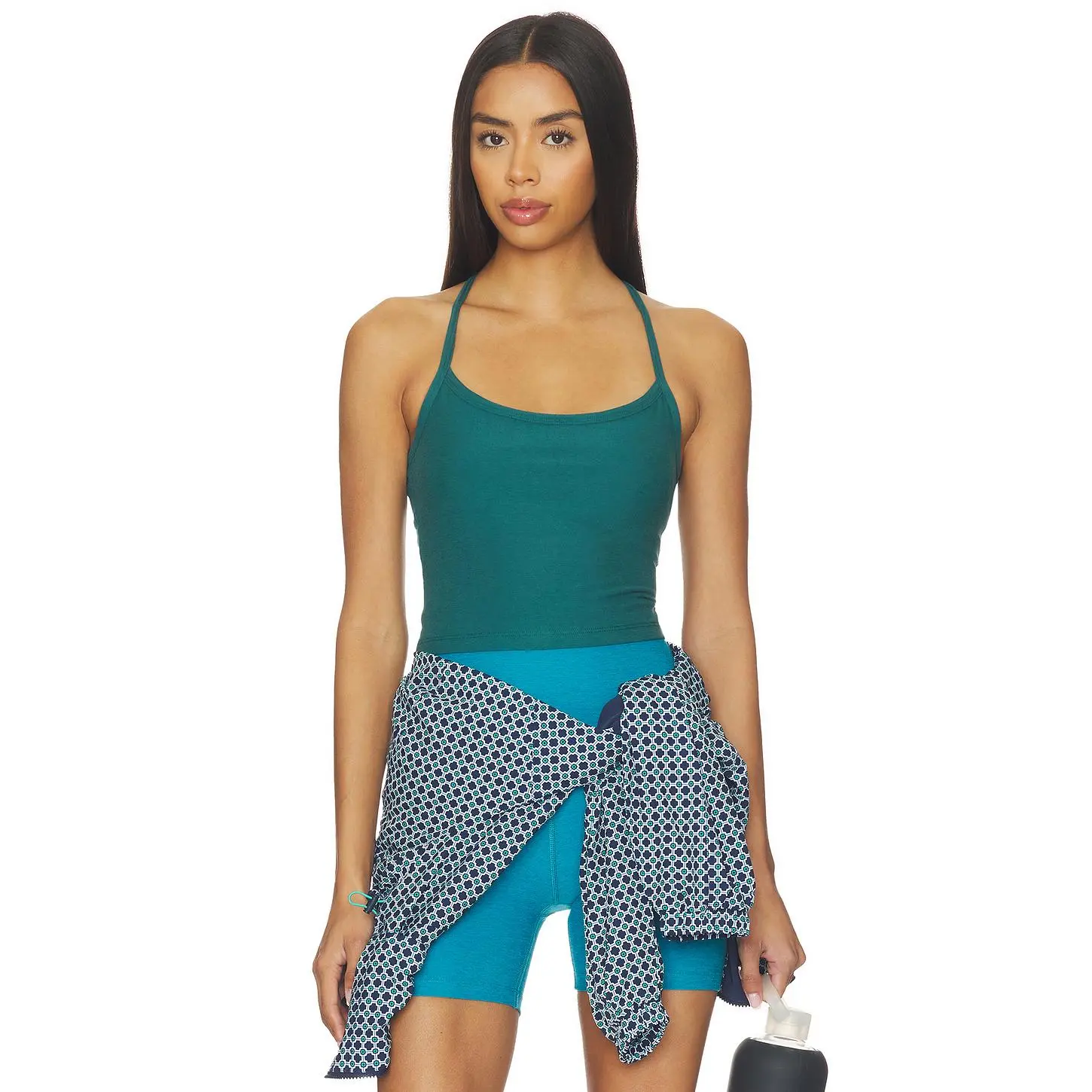 Beyond Yoga Spacedye Slim Racerback Cropped Tank Top in Tempest Teal Heather