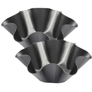 2 Pack 8.5" Nonstick Large Taco Shell Bowl – Carbon Steel Tortilla Maker Shell Pans Baking Molds for Frying Salad Bowls