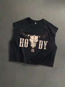 Unisex Loose-Fitting Vest, Short Box Style, Vintage Desert Cow Head Bull Graphic, Casual All-Season Wear, Perfect Gift, Man