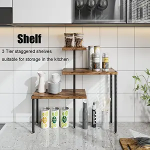 Corner Shelf Countertop Organizer Kitchen Countertop Organizer, Bathroom Counter Organizer, 3 Tier Moveable Corner Shelf, Space Saving for Kitchen Counter, Coffee Bar, Bathroom Sink, Plant Shelf Deals For You Days