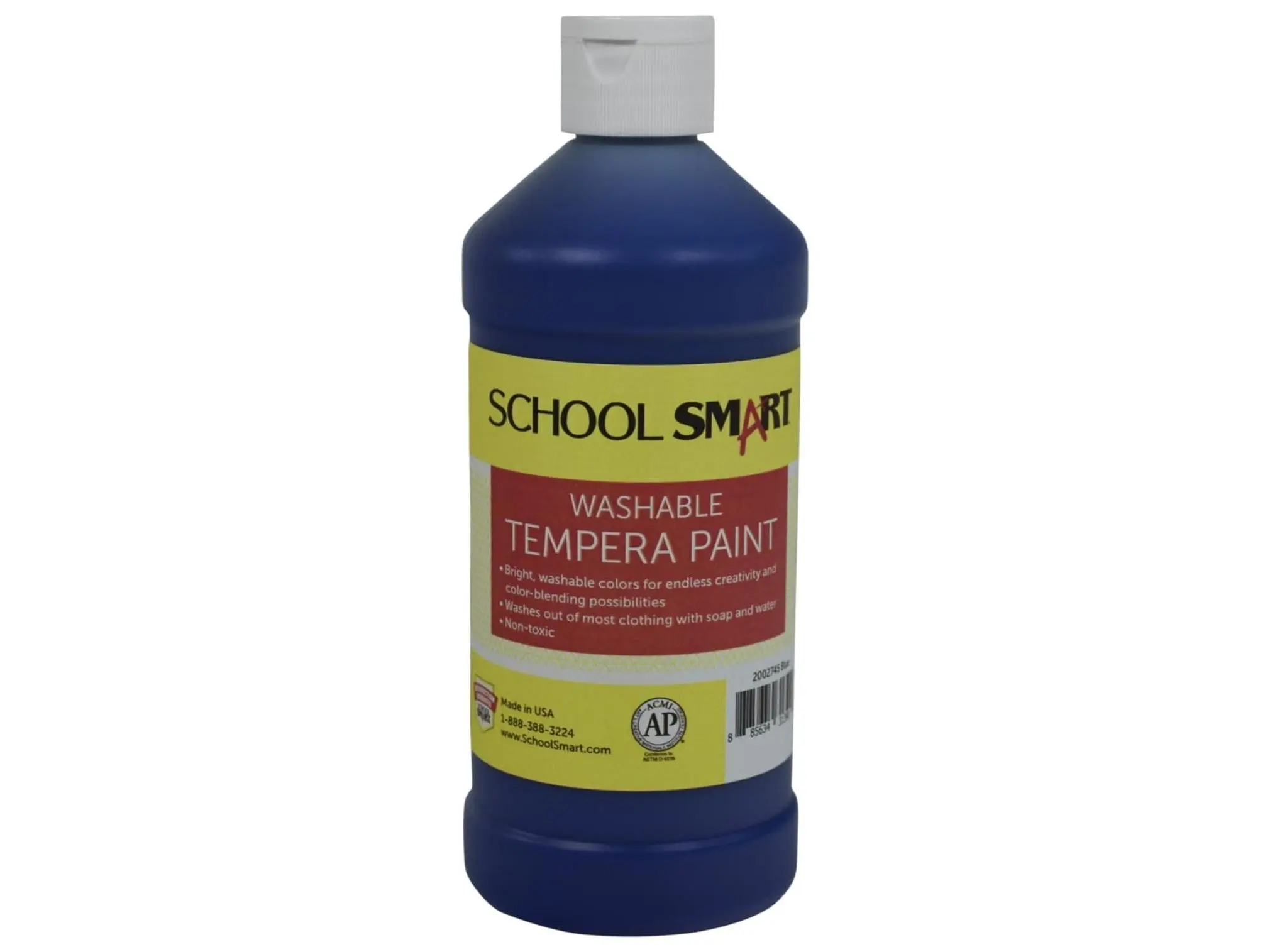 School Smart 2002745 1 Pint Washable Tempera Paint, Blue