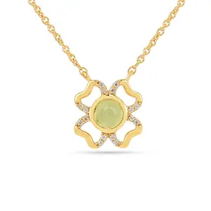 Floral Green Peridot Four Leaf Clover Necklace