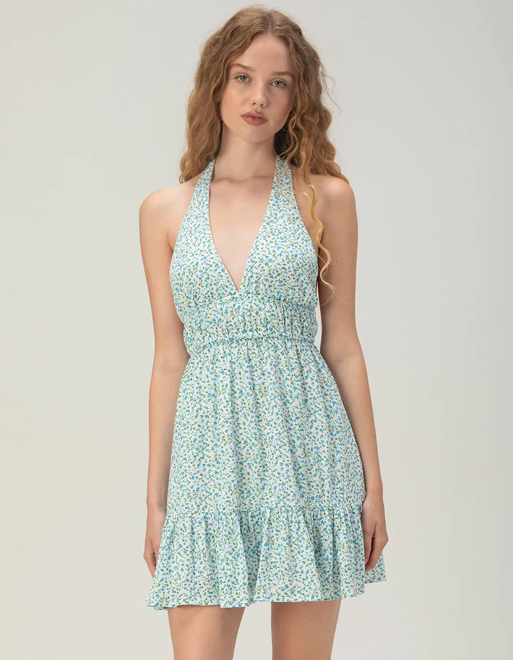 RSQ Womens Ditsy Halter Babydoll Dress