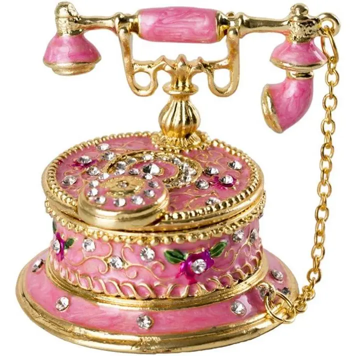 Zinc Alloy Hinged Cover Jewelry Box - Hand-Made Adult Decorative Small Size Gift Box with Hand-Picked Crystals, High-Quality Rhinestones, Metal Accents, 2.6x2.0x1.2in, 0.18lb, Jewelry Storage Mom Gift for Mother's Day