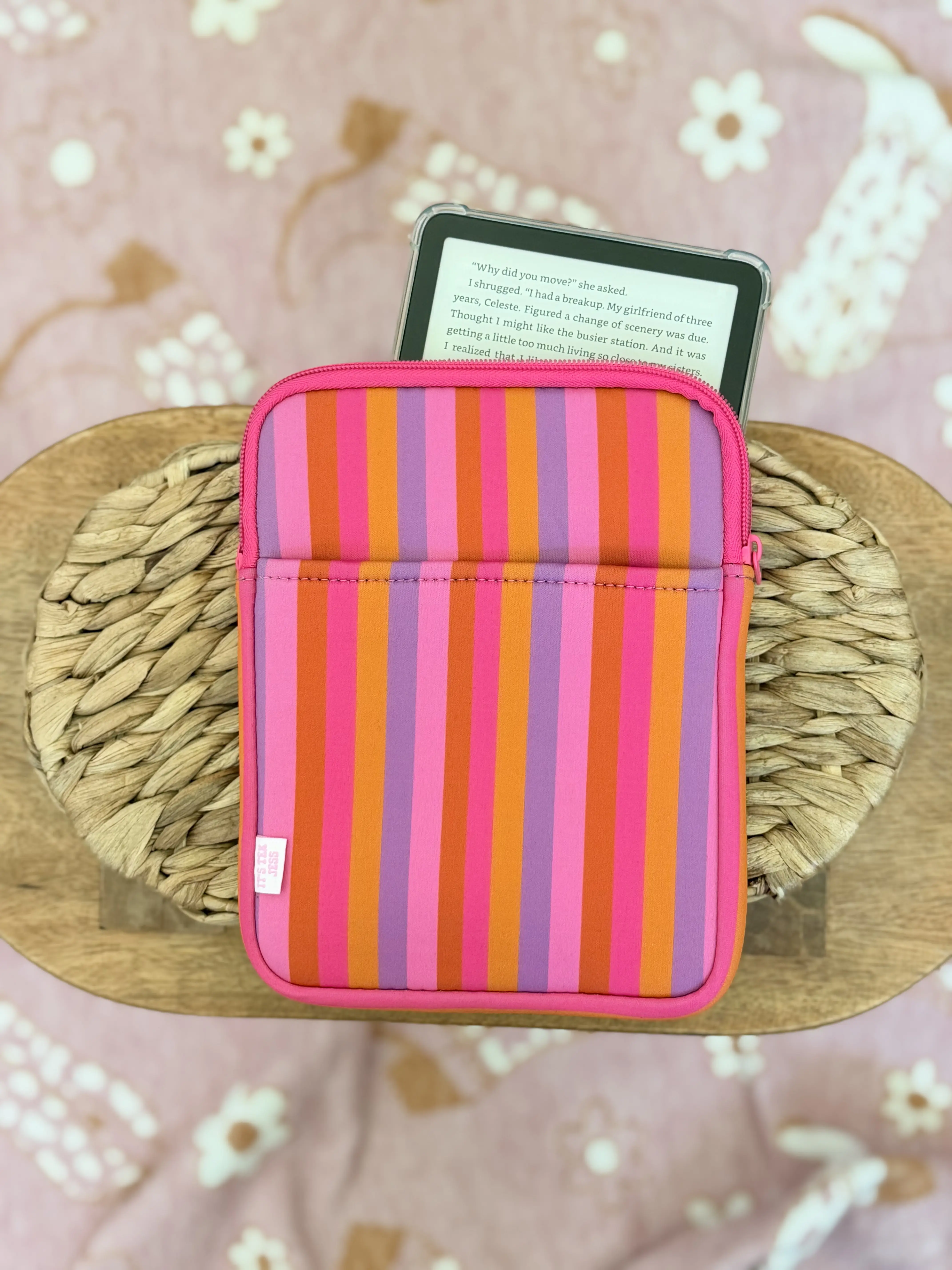 E-Reader / Tablet Sleeve, Padded Sleeve fits Kindle and Kobo eReaders - Sunset Stripe