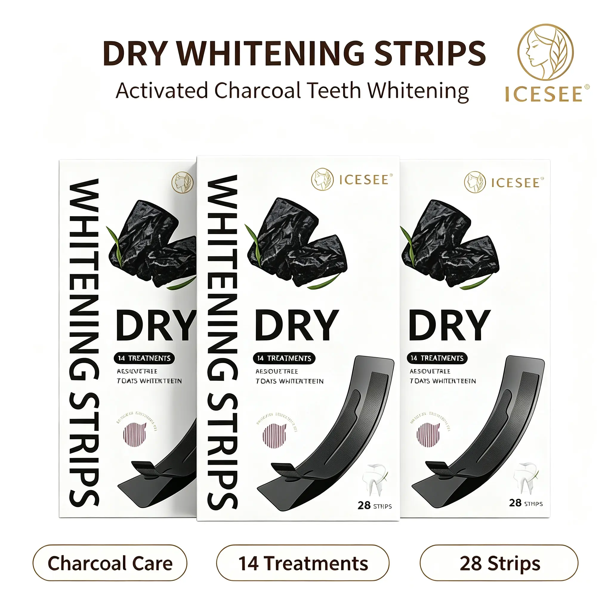 ICESEE 3-piece bamboo charcoal whitening tooth strips are suitable for sensitive teeth, used with dry adhesive strips, gentle and easy to use, available in multi-packs – a must-have for dates!#summerwins #dealsforyoudays