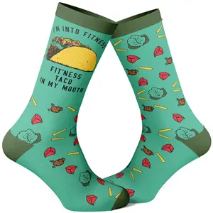 Womens Fitness Taco Sock Funny Cute and Humor Sarcastic Graphic Cool Crazy Footwear Funny Graphic Socks Comfortable Fitted Spandex Cotton