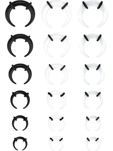 Stylish 18 Pcs Black White Transparent Acrylic Pincher Tapers Septum Rings Septum Clicker for Women Men C Shape Buffalo Stretcher Expander with Black O-Rings for Stretching Pierced Nose Ear Cartilage