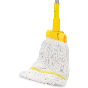 Professional Commercial Heavy Duty Mop,Clip Type Mop with 48" Long Handle,Cotton Wet Industrial Mops for Floor Cleaning,Home,Kitchen,Office,Garage and Concrete Tile Floor