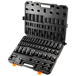 VEVOR Impact Sockets Set 43pcs 6-Point 1/2in Drive Bit Ratchet Tool Kit Case