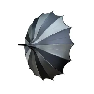Batwing Pagoda Umbrella [BLACK/GRAY STRIPED]