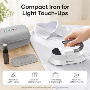 Mini Travel Iron with Digital Display, Portable Iron for Clothes, Dual Voltage 100-240V, Non-Stick Soleplate, Travel Iron with EVA Case and Spray Bottle