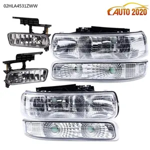 Headlights + Fog Lights Fit For 1999-02 Chevy Silverado 2000-06 Tahoe Suburban
