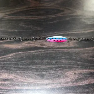 Pink and Blue Polka Dot Fishing Lure Bracelet with Chain Design