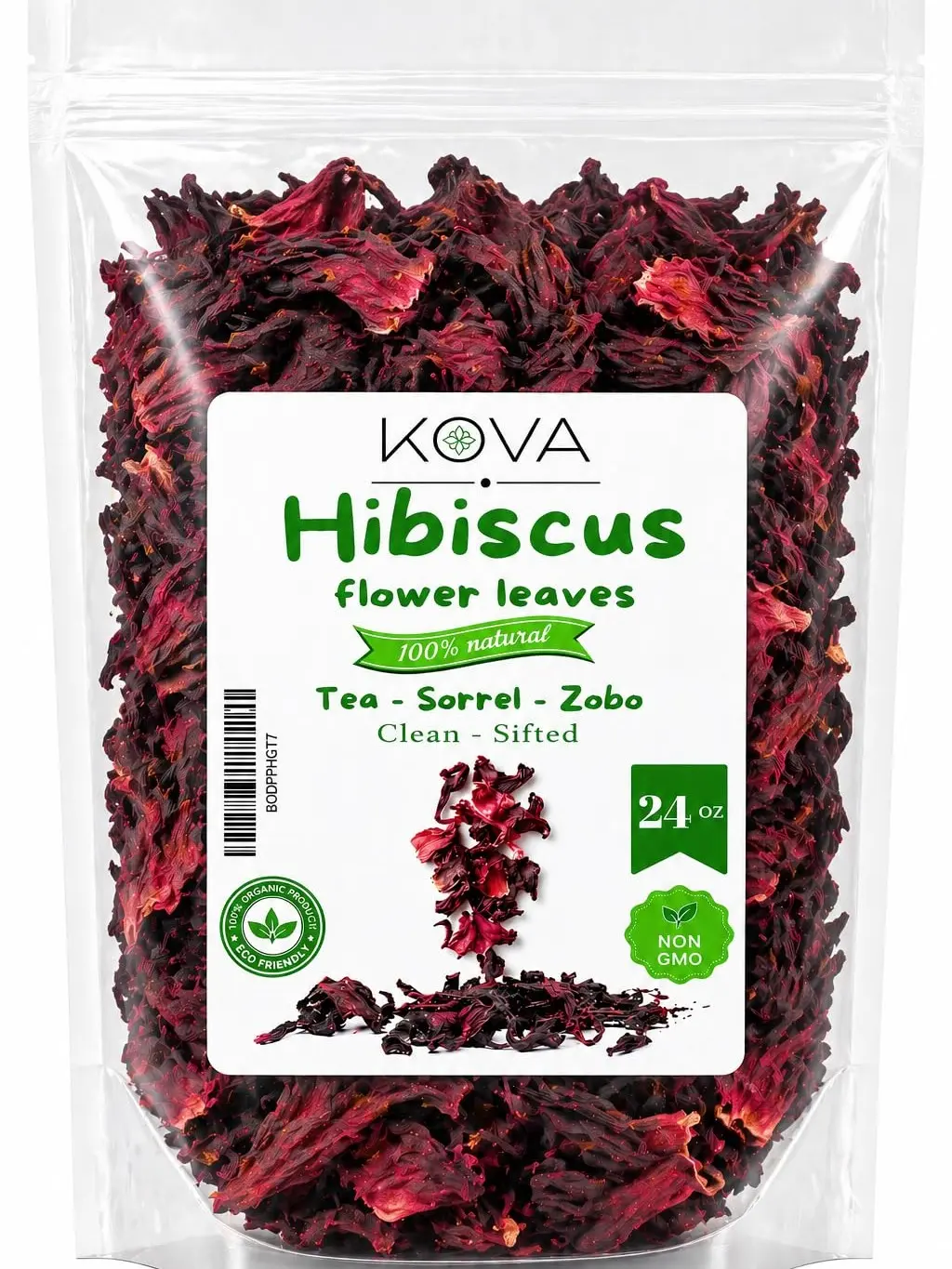 Kovafood Premium Dried Sorrel Leaves – Wild Hibiscus Flowers for Zobo, Bissap, & Agua de Jamaica