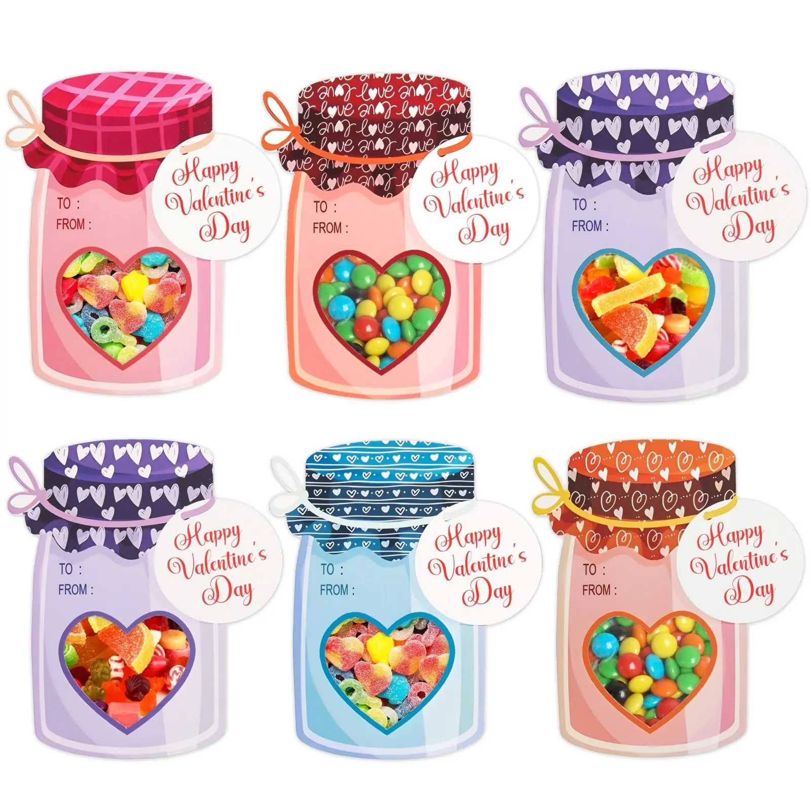 24-piece Mason jar design exchange cards, fun bottle exchange cards, Valentine's Day card set - perfect for classroom and party gifts, ideal for anniversaries, birthdays, weddings - no candy included