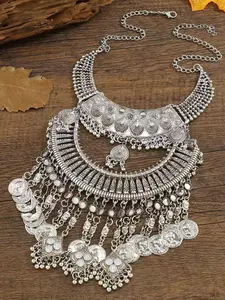 Vintage Coin Design Layered Tassel Necklace, Boho Style Choker Necklace for Women for Party, Daily Decor, Trendy All-match & Exquisite Jewelry for Birthday Gift