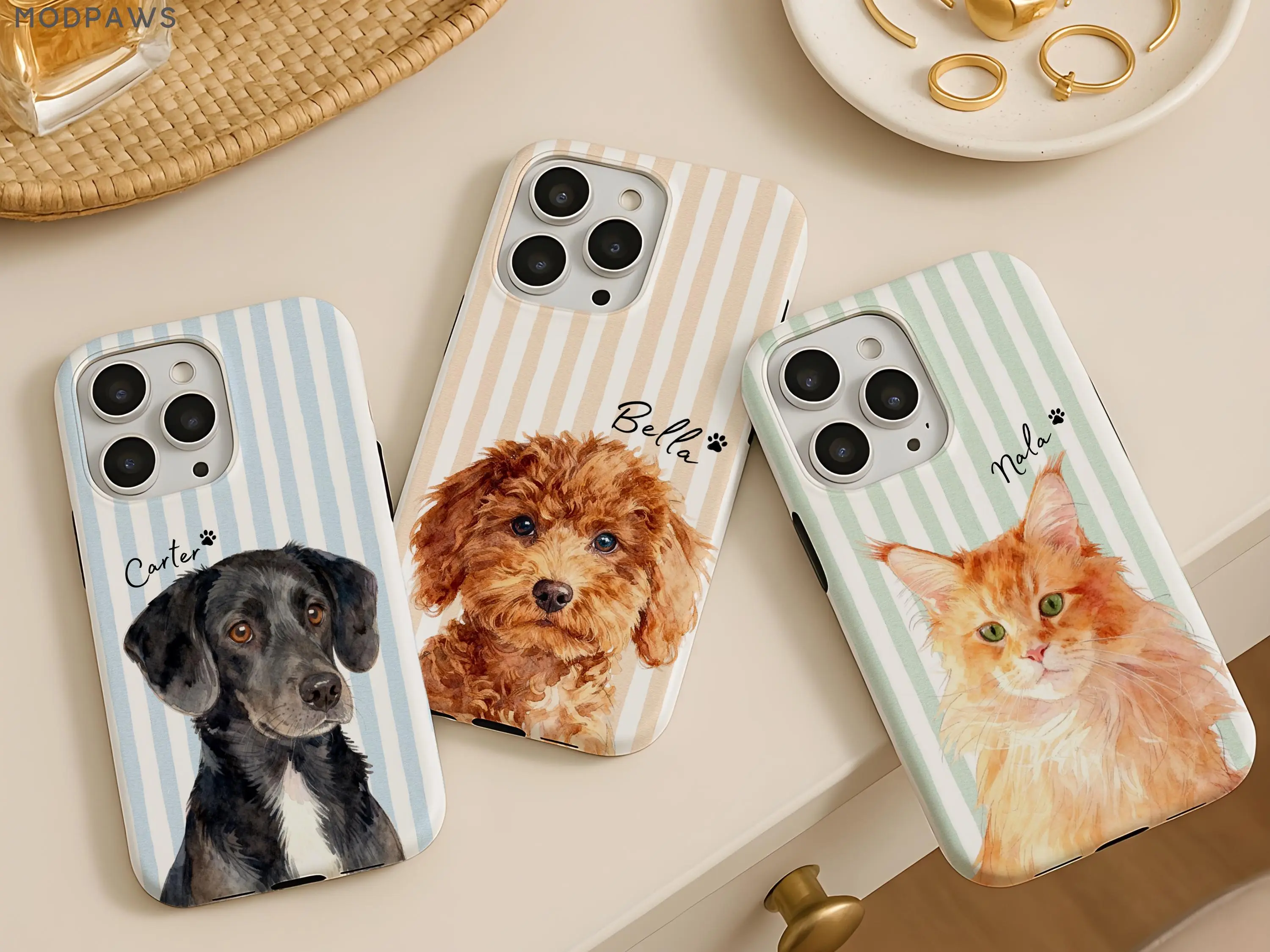 Custom Pet Striped Phone Case Using Pet Photo + Name Custom Dog Phone Case Custom Cat Phone Case Personalized Phone Case Cat Iphone Case