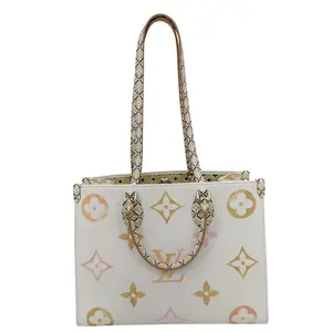Pre-owned Louis Vuitton Canvas Tote Bags By the Pool OnTheGo MM Monogram Coated Tote Bag White