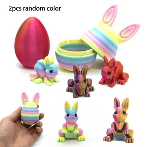 2pcs Random 3D Printed Pre-Filled Easter Eggs with Bunny Filler, Perfect for Easter Basket Decorations, Desktop Ornament, Gifts