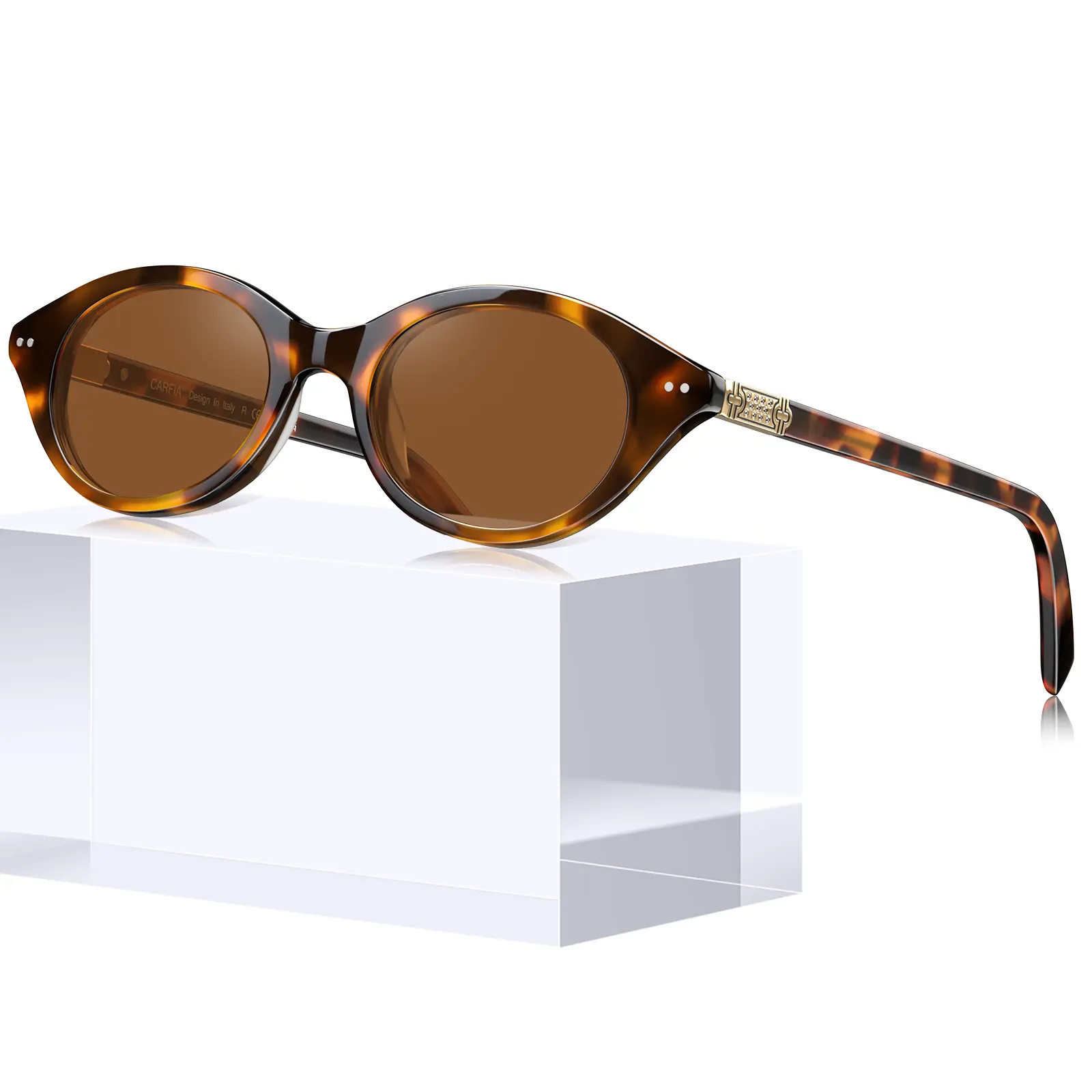 CARFIA Oval Acetate Polarized Sunglasses for Women Small Face, UV Protection, 90s Y2K Trendy Shades for Driving & Daily Wear