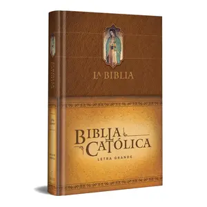 Spanish Edition Catholic Holy Bible - Large Print, Brown Hardcover, Virgen de Guadalupe Cover, Bible Verses, Birthday Gift Idea